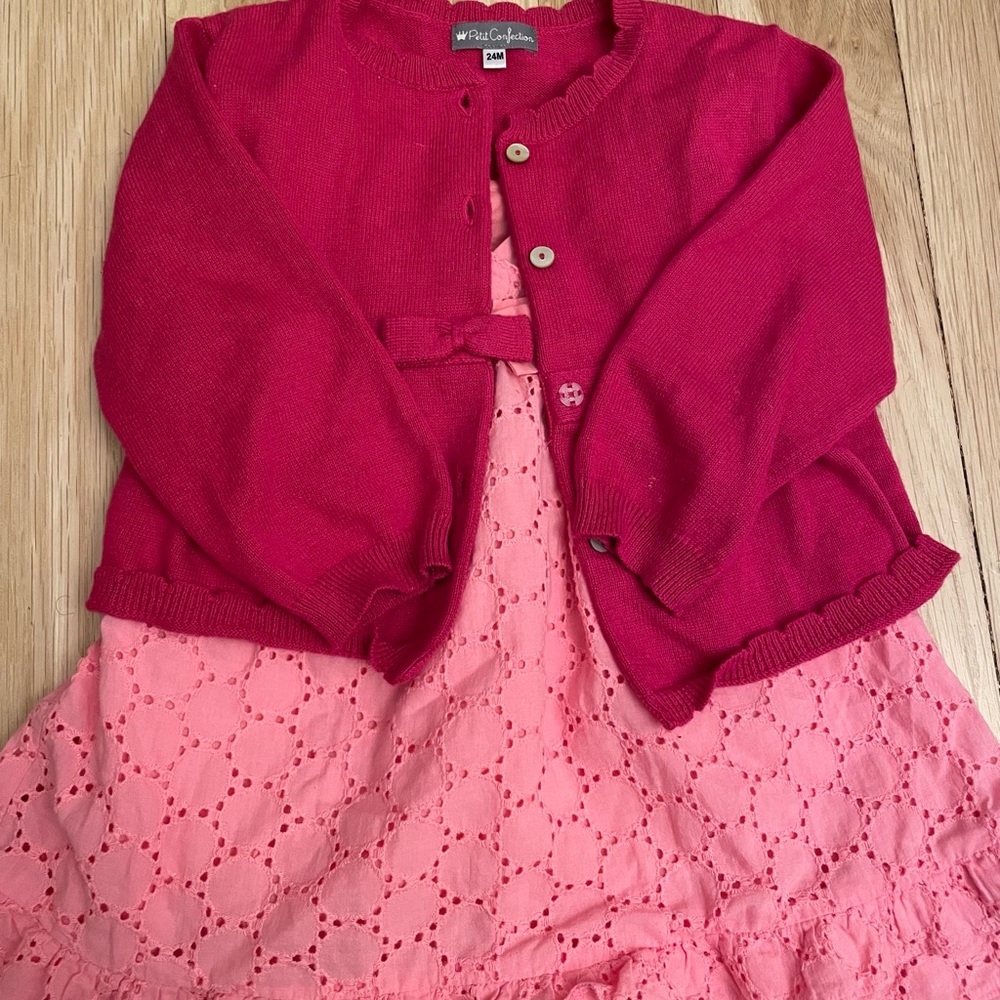 Pink dress with cardigan